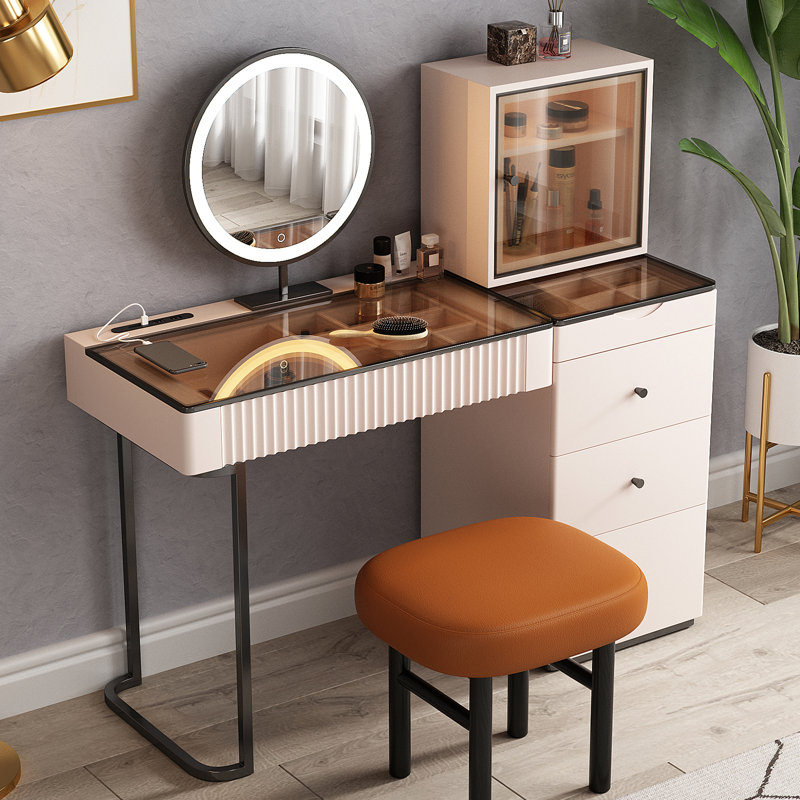 Dressing Table with Mirror, Pink