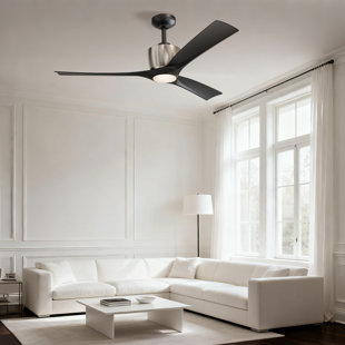 Avaris 52 in. Indoor Brushed Nickel Dual Mount Ceiling Fan with Integrated LED Light and Remote Included