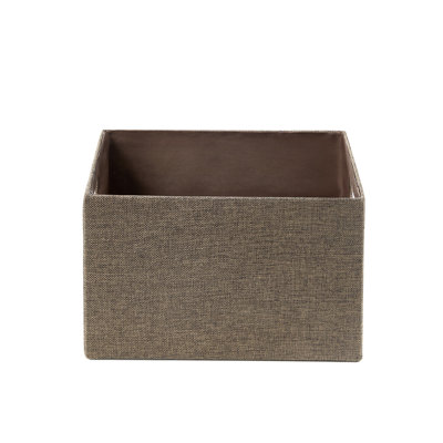 Ensemble de trois bacs de rangement rectangulaires en carton recouverts d'aspect lin - Beige