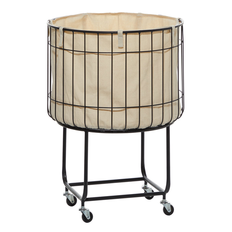 Everette Metal Deep Set Wire Basket Storage Cart with Wheels