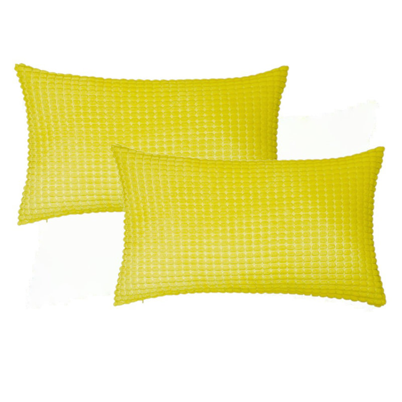 Ensemble de 2 housses de coussin en velours côtelé, Jaune vif