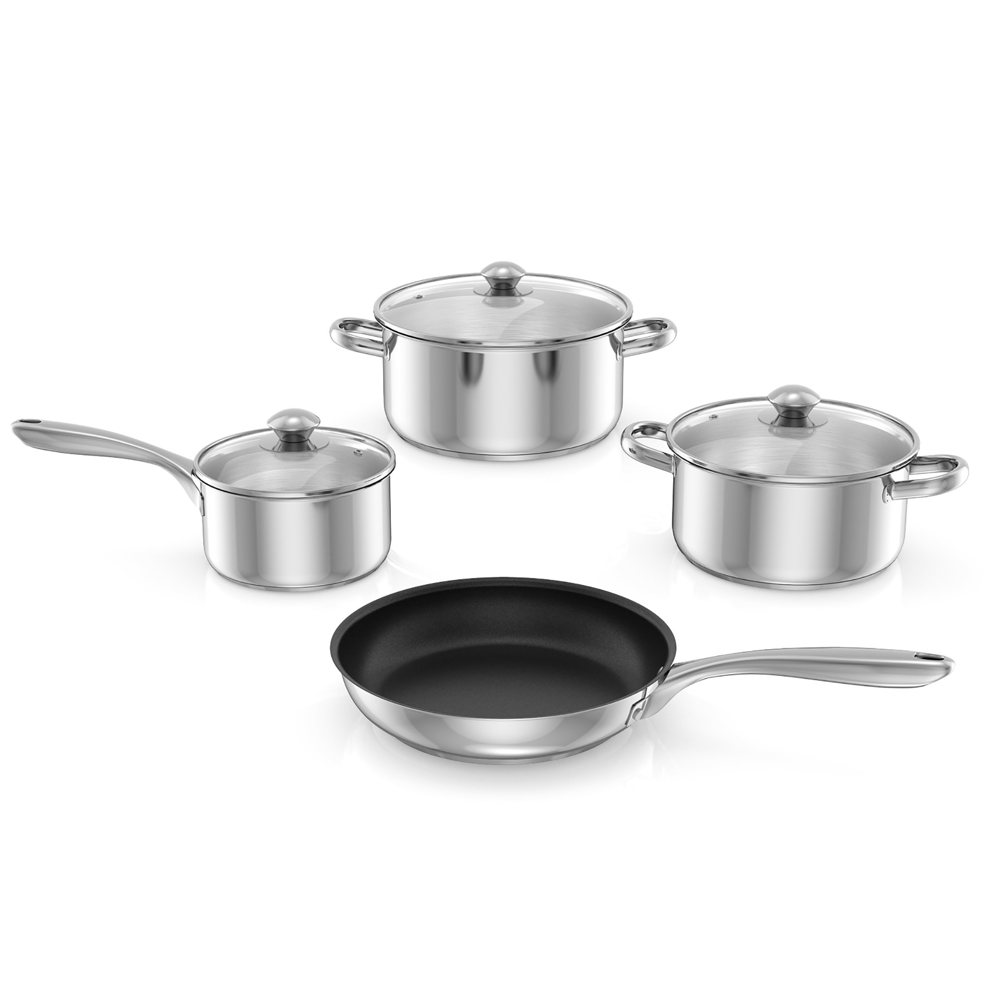 Meyer Accent Series Nonstick and Stainless Steel Induction Cookware Essentials Set, 6-Piece, Cinder and Smoke Edition