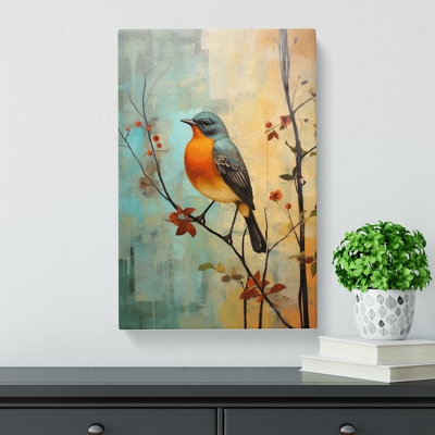 Robin Bird Modern No.2 - Wrapped Canvas