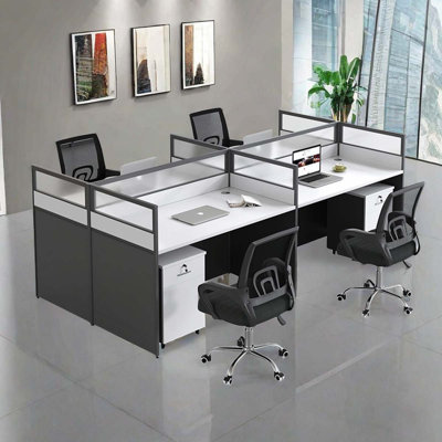 Misato Rectangle 4 Person Cubicle with Cable Management