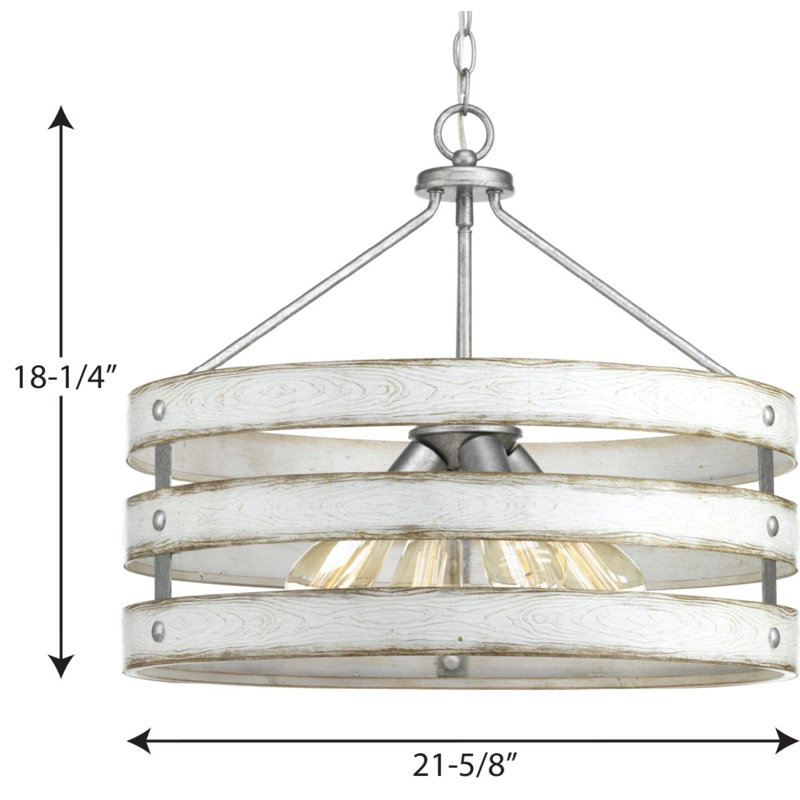 Avantay 4 - Light Dimmable Drum Chandelier, Galvanized