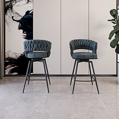 Ensemble de tabourets de bar 26 po en suède tissé 26 po