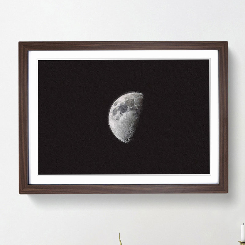 Half Moon - Picture Frame Photograph Print, 36cm H x 48cm W x 2cm D, Walnut Framed