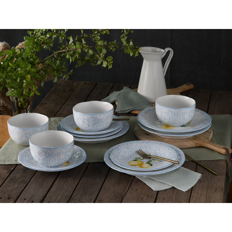 Lemoncello Stoneware Dinnerware Set 12 Piece - Service for 4