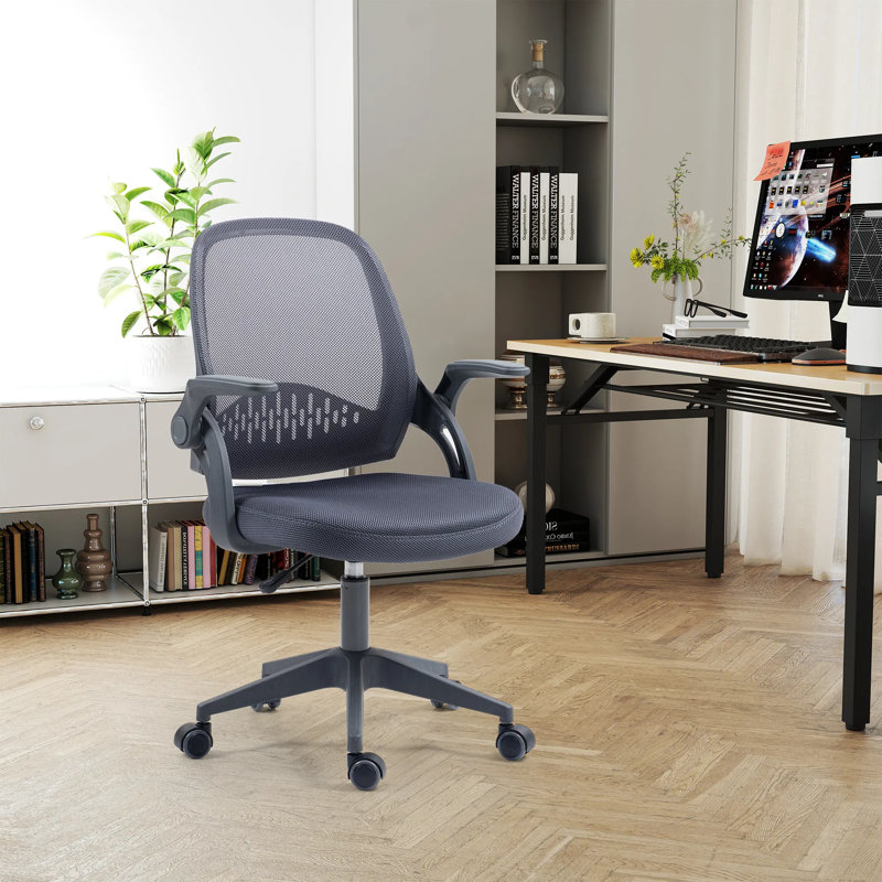 Chaise de bureau ergonomique en filet avec support lombaire et hauteur réglable - Chaise de bureau pivotante et respirante pour la maison et le bureau