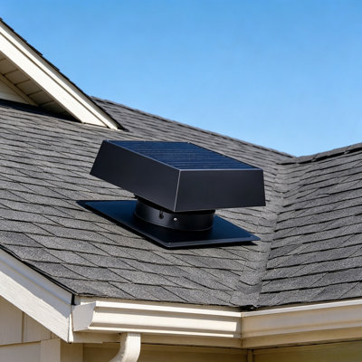 12" Flush Mount Trapezoid Solar Attic Vent,35W Dual Power Roof Exhaust Fan,3-Speed Remote & 25°C Auto Function,1200 CFM,MPPT Controller Solar Ventilator Solar Vent for House Attic, Garage, Greenhouse