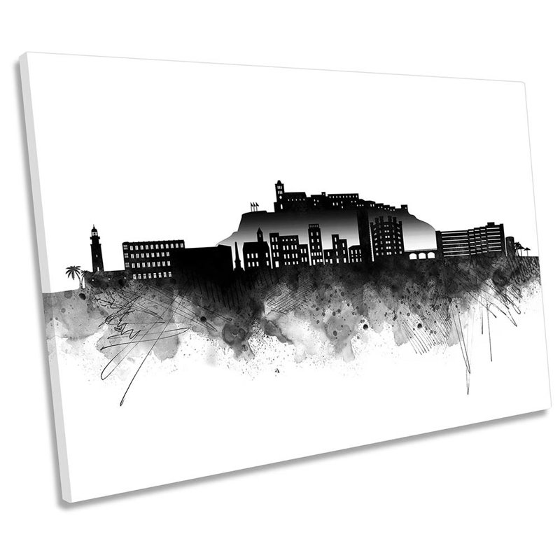 Ibiza Abstract City Skyline - Wrapped Canvas Print, 30.5cm H x 45.7cm W x 2cm D