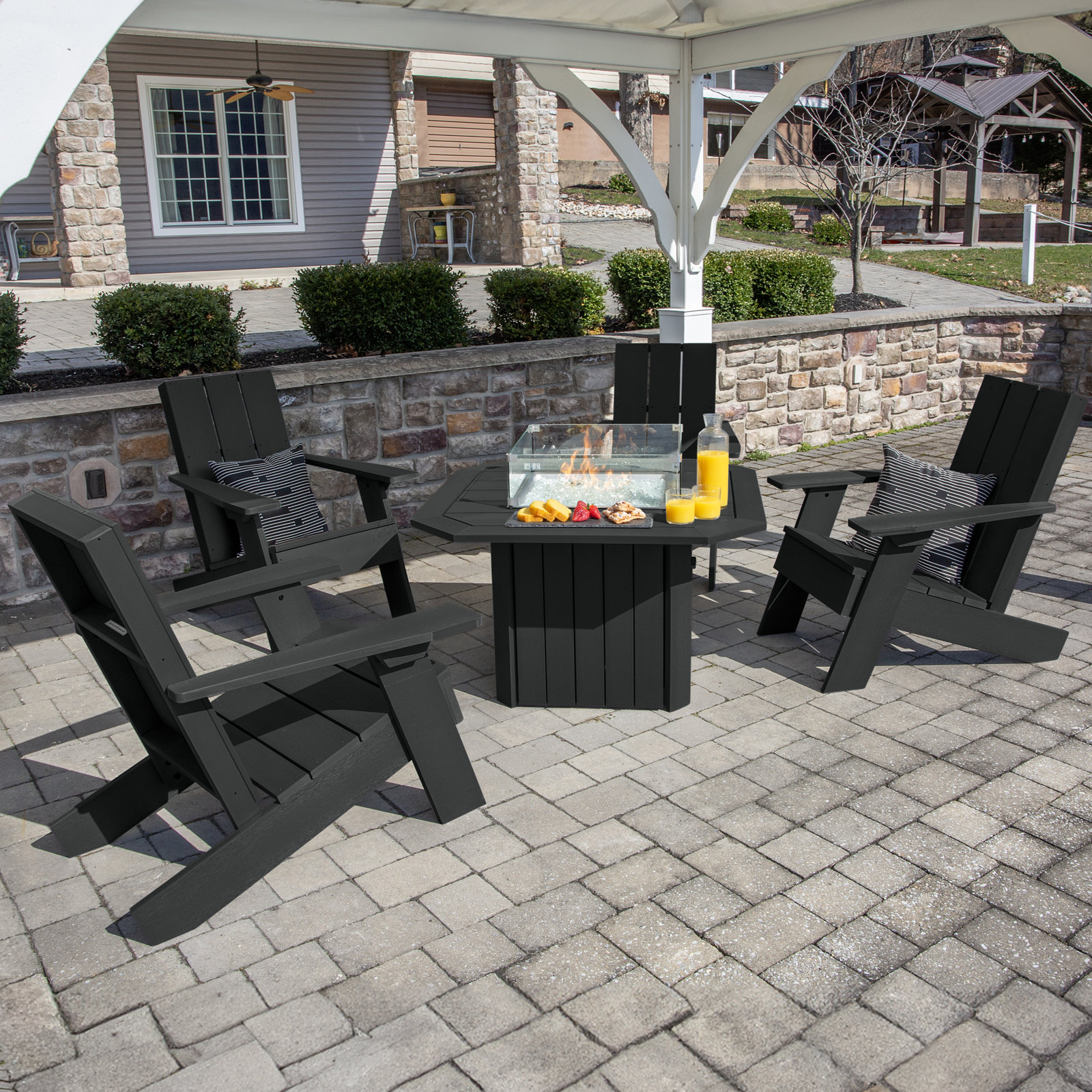 Outdoor Adirondack Set, Black