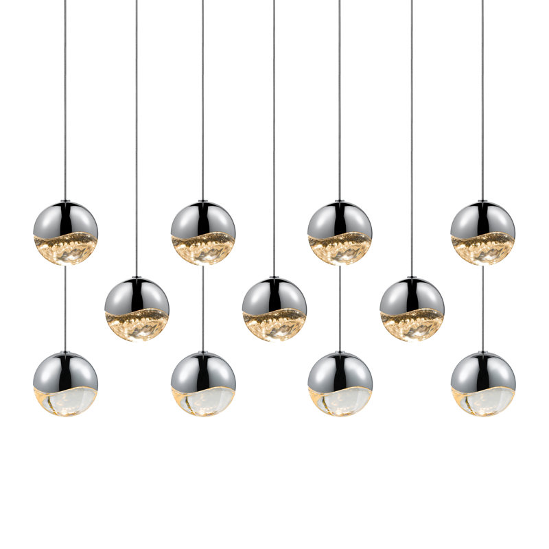 Grapes 11 - Light LED Pendant, Polished Chrome, 3.25" H x 37" W x 9.25" D