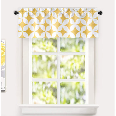 Ginn Geometric Kitchen Valance Tailored 52" Window Valance in Yellow
