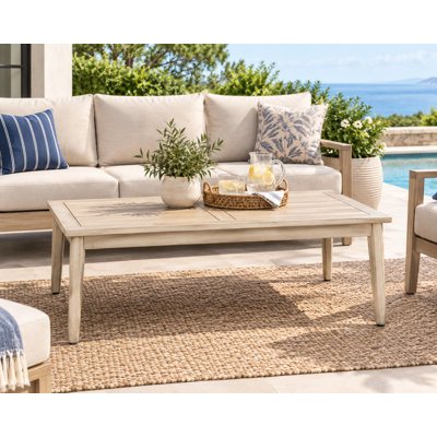 Table basse d'extérieur rectangulaire en acacia