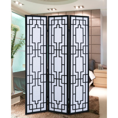 Sudoku 3 Panel Room Divider Screen, Black