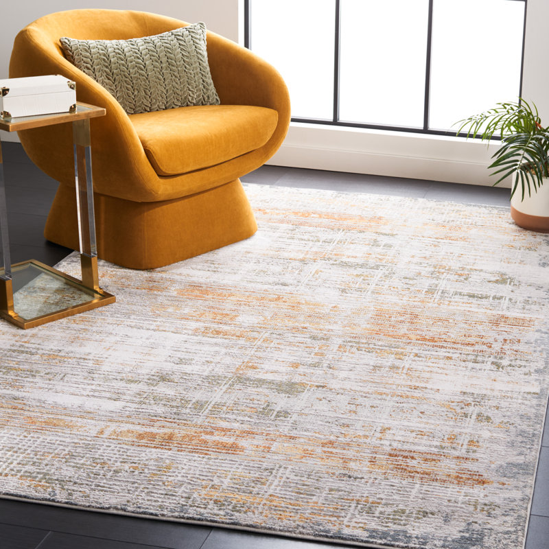 Tapis abstrait beige clair / vert, Rectangle 8 pi x 10 pi