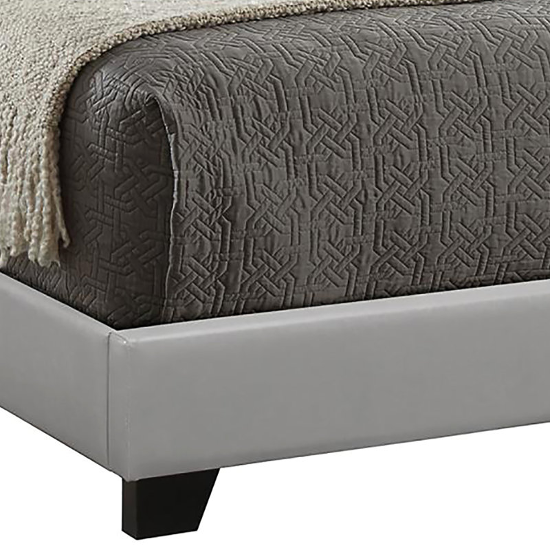 Lit rembourré gris avec rembourrage en mousse pour la chambre à coucher - Lit en similicuir pleine grandeur requis pour créer un environnement relaxant