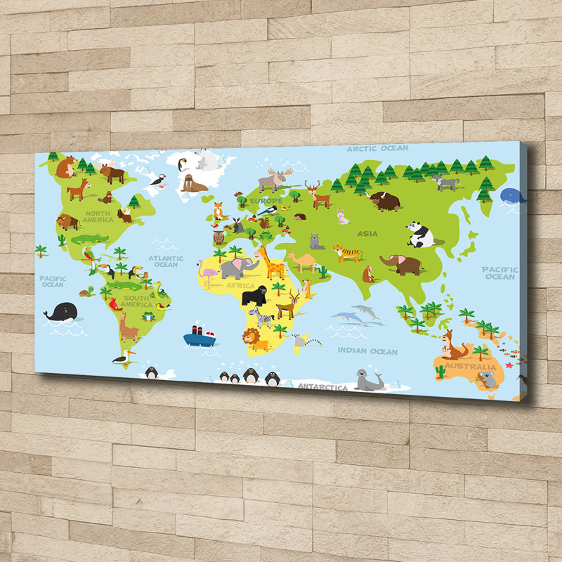 Map Of Animals - Wrapped Canvas Print