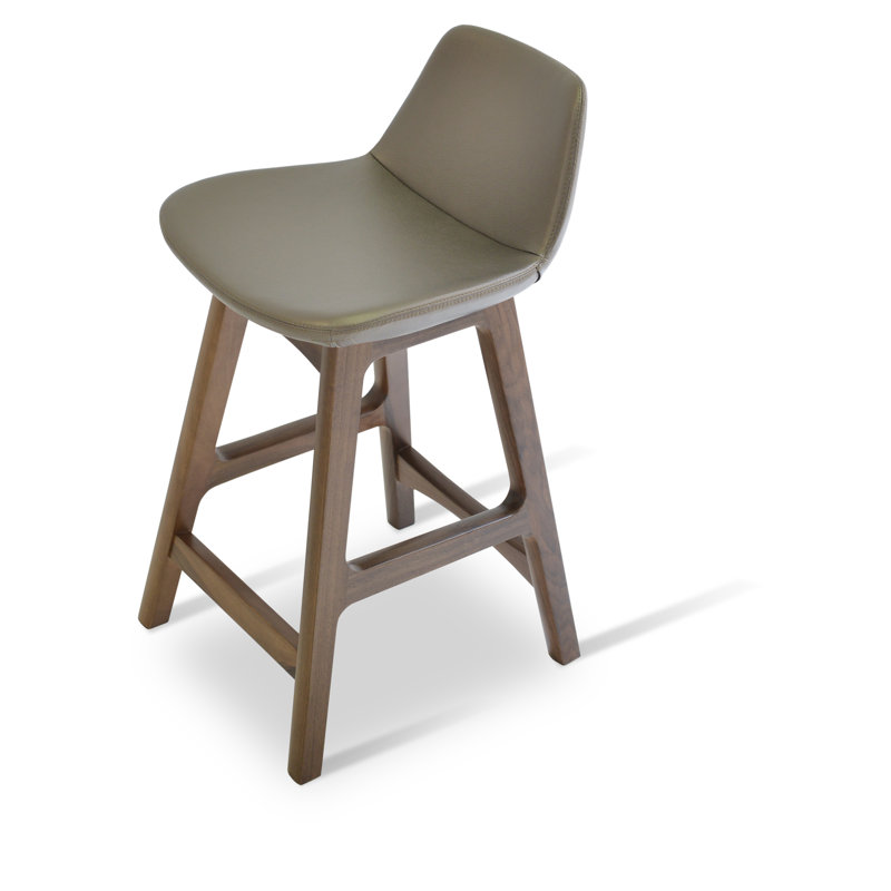 Tabouret de bar et de comptoir Pera, Bois de hêtre ; noyer, PPM - doré, Tabouret de comptoir (assise de 24 po de hauteur)
