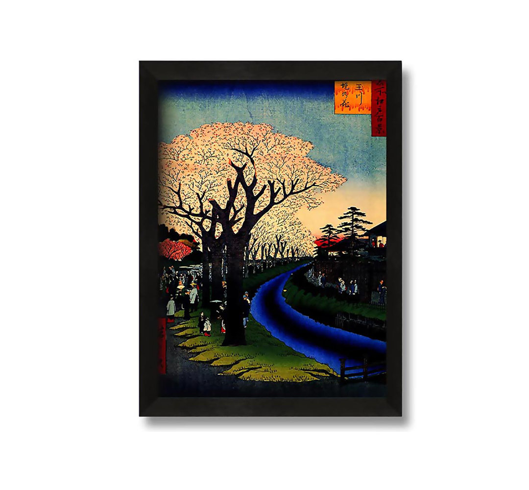 Gerahmtes Leinwandbild Blossoms On The Tama River von Hiroshige