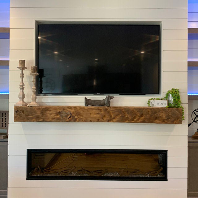 Wilson Barnwood Fireplace Shelf Mantel, Coffee, 8" H x 84" W x 6" D