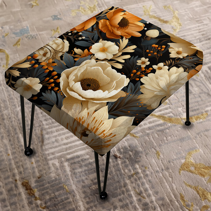 Autumn Cottage Flowers Pattern II - Floral Rectangle Ottoman