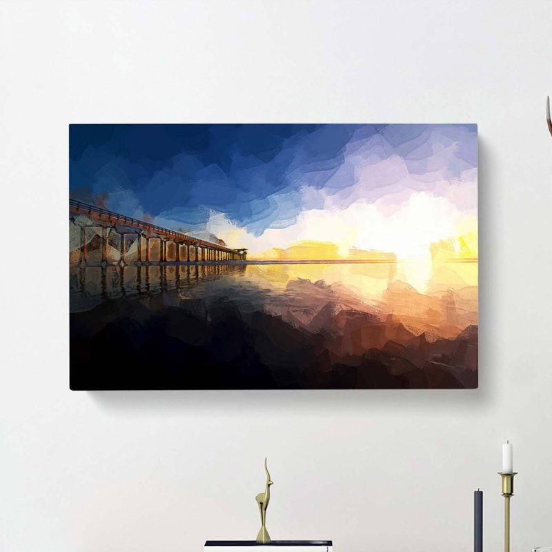Pier in San Diego in Abstract - Wrapped Canvas, 40cm H x 60cm W x 3cm D
