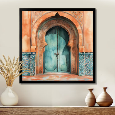 Portes cintrées orange et bleues de Marrakech I - Tableau marocain encadré