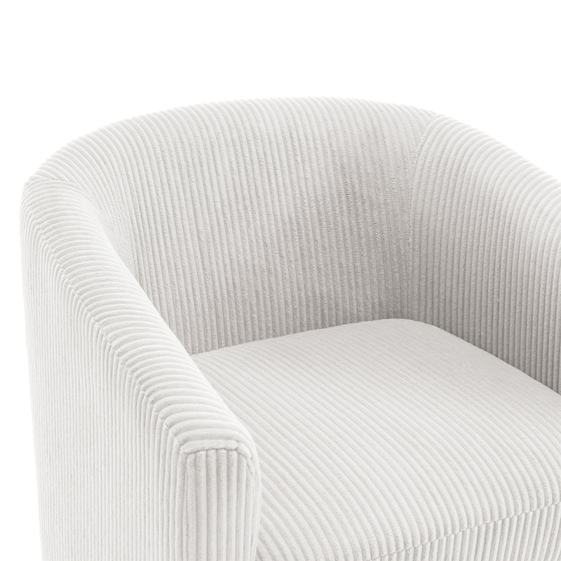 Bennett 72.1Cm Wide Swivel Barrel Chair, Beige Corduroy