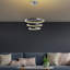 Lustre DEL à finition chromée, 19,7 po x 31,5 po | Corps et plaque de base en métal, 16 cm de diamètre | 28 W SMD DEL, 3000 K lumière chaude | Luminaire moderne pour la salle à manger et le salon, conception élégante-778345054
