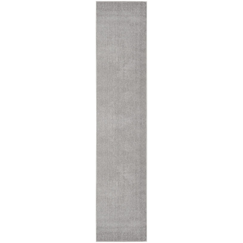 Mullican Sandy Solid Silver/Grey Easy Care Indoor/Outdoor Area Rug, Runner 2'2" x 16'