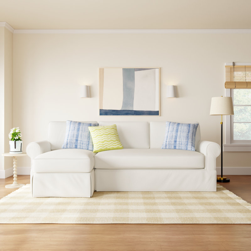 Porter 2 - Piece Slipcovered Sectional, Bayou Off White Canvas, Left Hand Facing