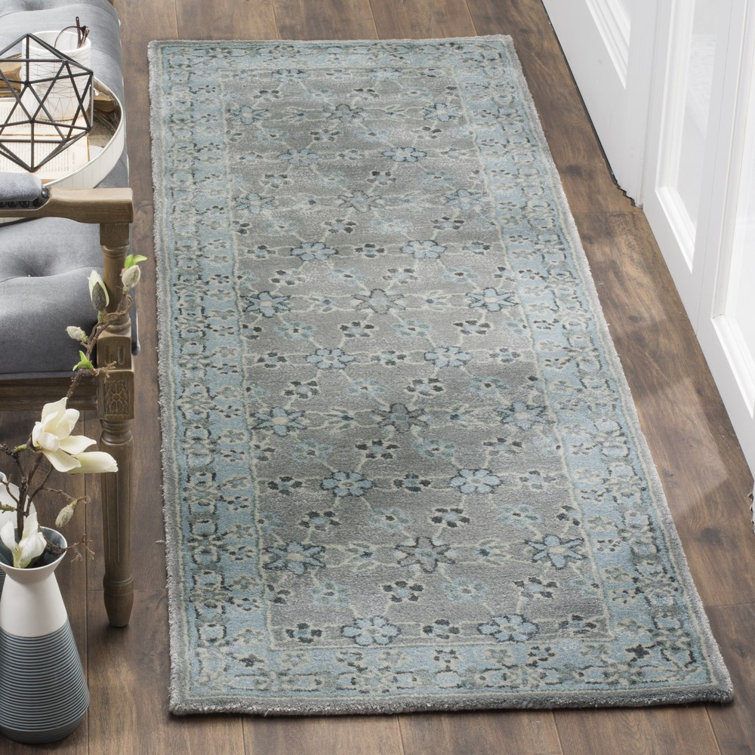Blassingame Hand Tufted Wool/Viscose/Cotton Oriental Rug in Gray/Blue