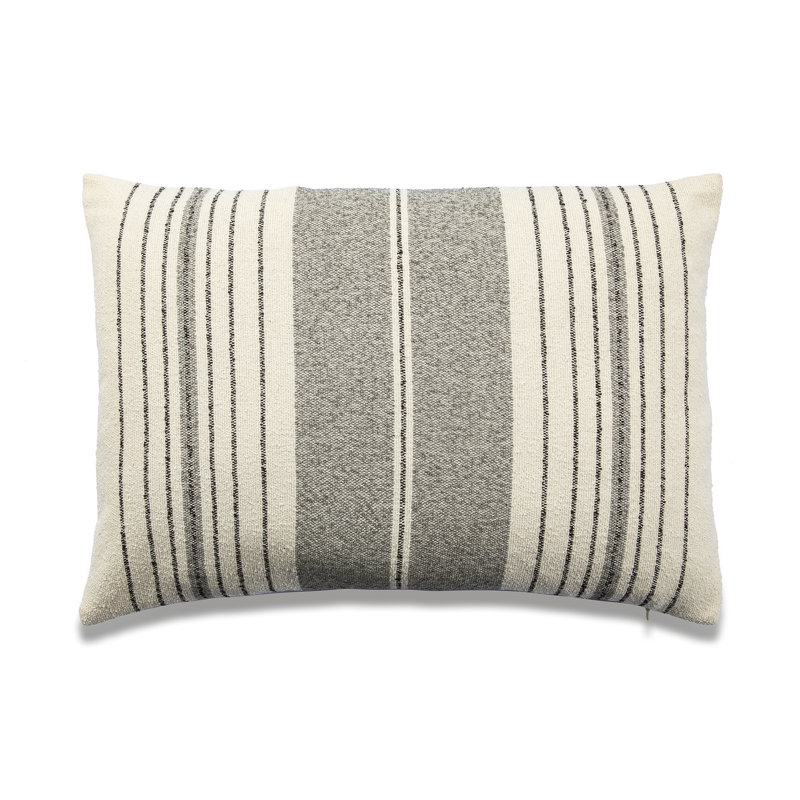 Housse et insert de coussin rectangulaire en mélange de coton Leiter, Noir, Polyester / bourre de polyester