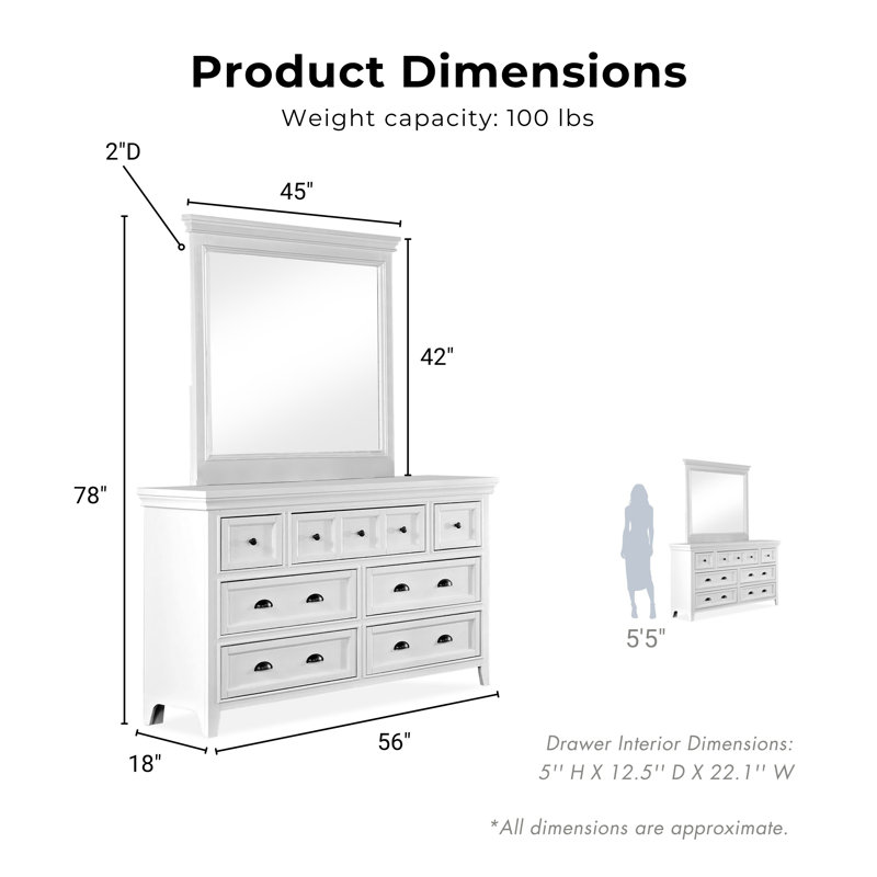 Genesha 56'' W 7 - Drawer Dresser, White