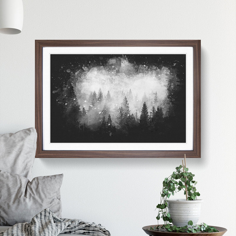 The Misty Forest - Picture Frame Graphic Art, 48cm H x 65cm W x 2cm D, Walnut Framed