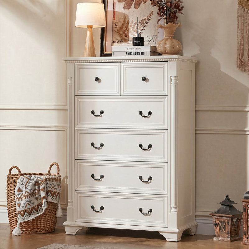31.5'' W Farmhouse 6 - Drawer Dresser, White