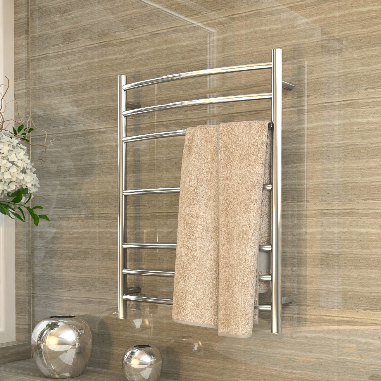Gown Wall Mount Electric Towel Warmer, Polished Chrome
