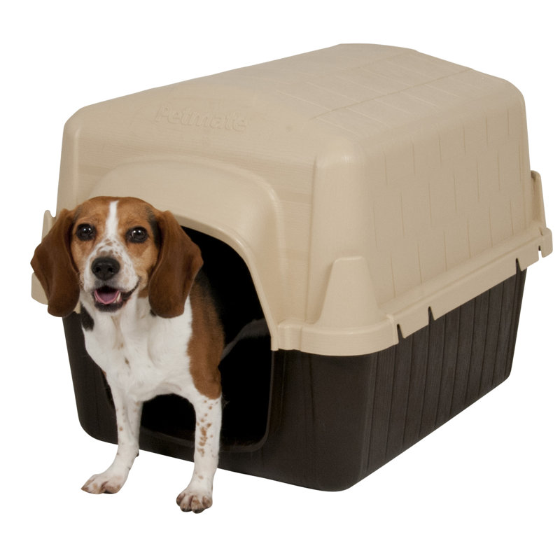 Aurora Plastic Dog House, 21" H x 22" W x 29" D, Brown