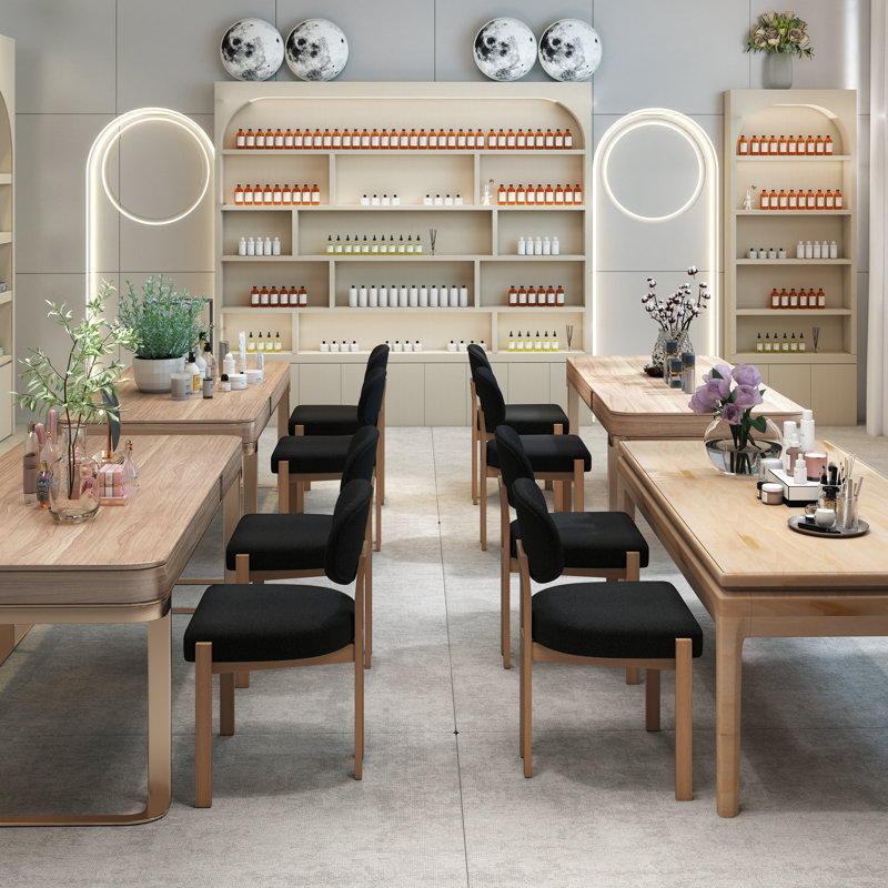 Ensemble de chaises de salle à manger en bois massif, chaises de cuisine rembourrées en tissu de style campagne moderne, 8