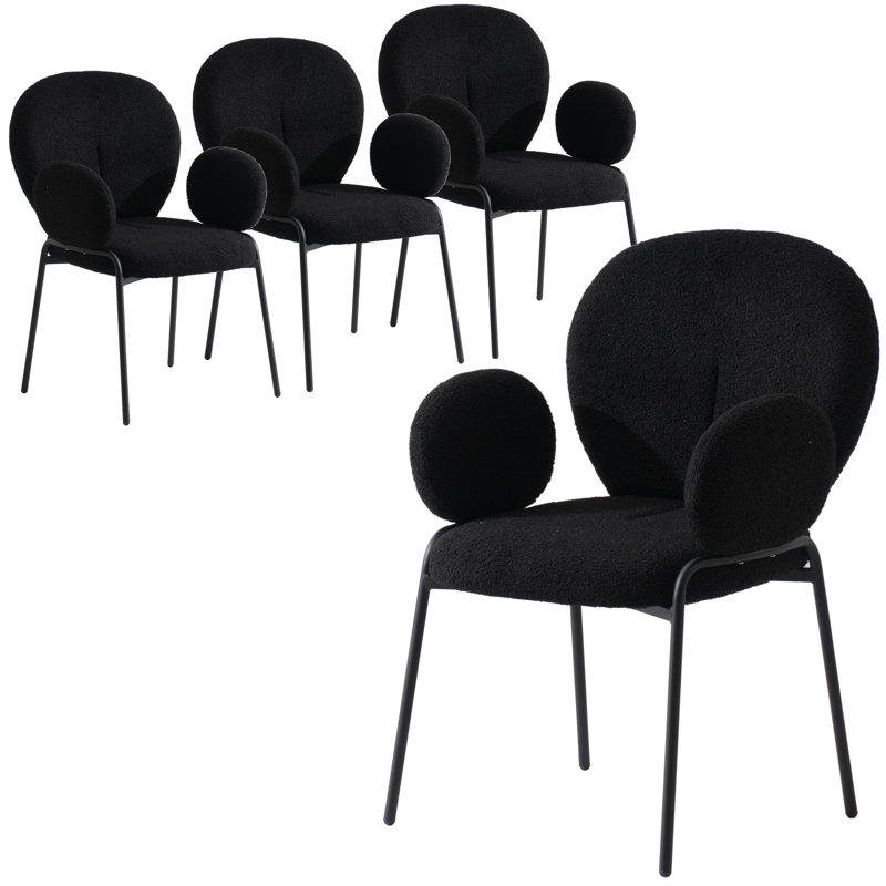 Amelia Tufted Fabric Arm Chair, Black, Single, Black