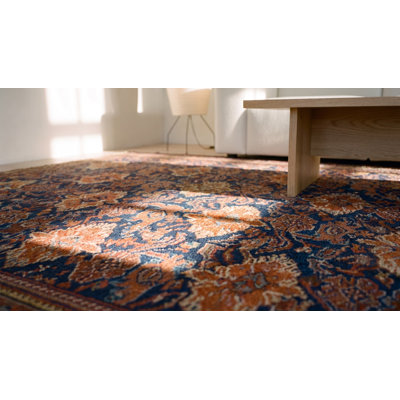 Tapis bleu Oushak turc bleu