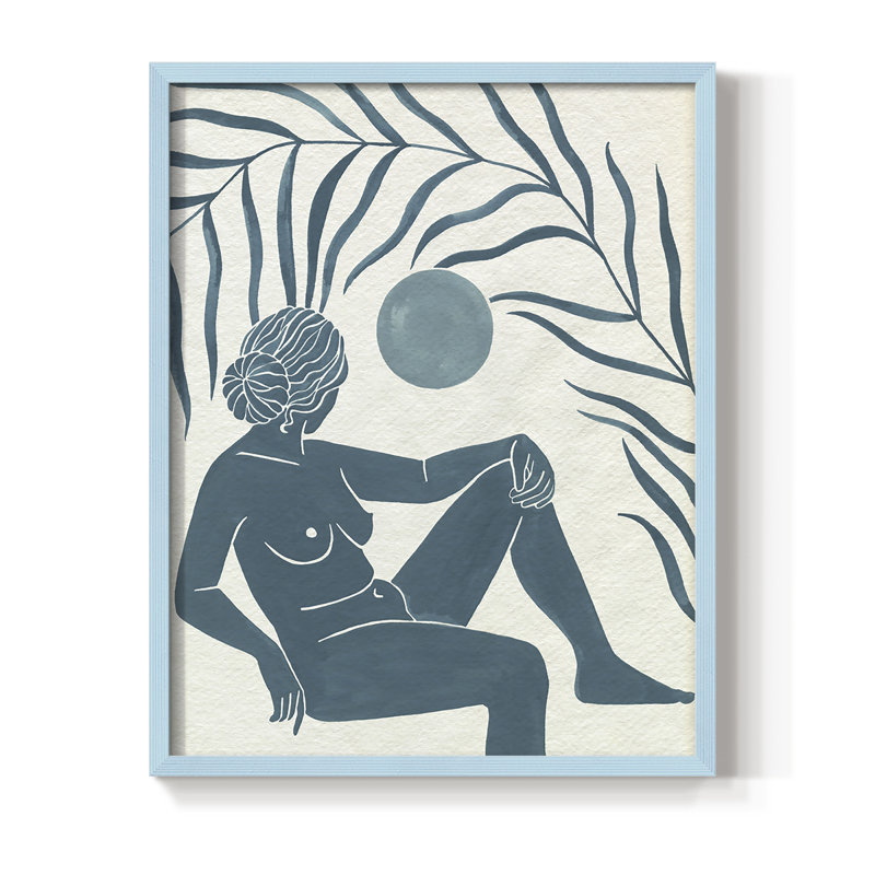Moon Gazer I, reproduction encadrée - bois massif, H 11 po x l 9 po, Bleu