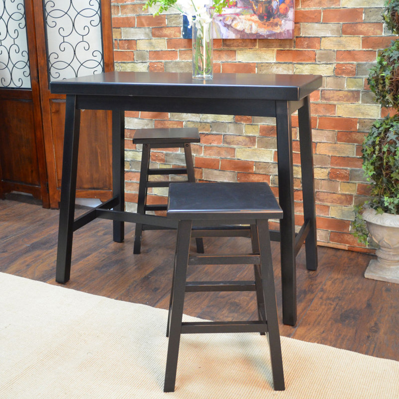 Elegant Black 22"D x 42"W x 36"H Handcrafted Compact Asian-Inspired Bar Table, Antique Black
