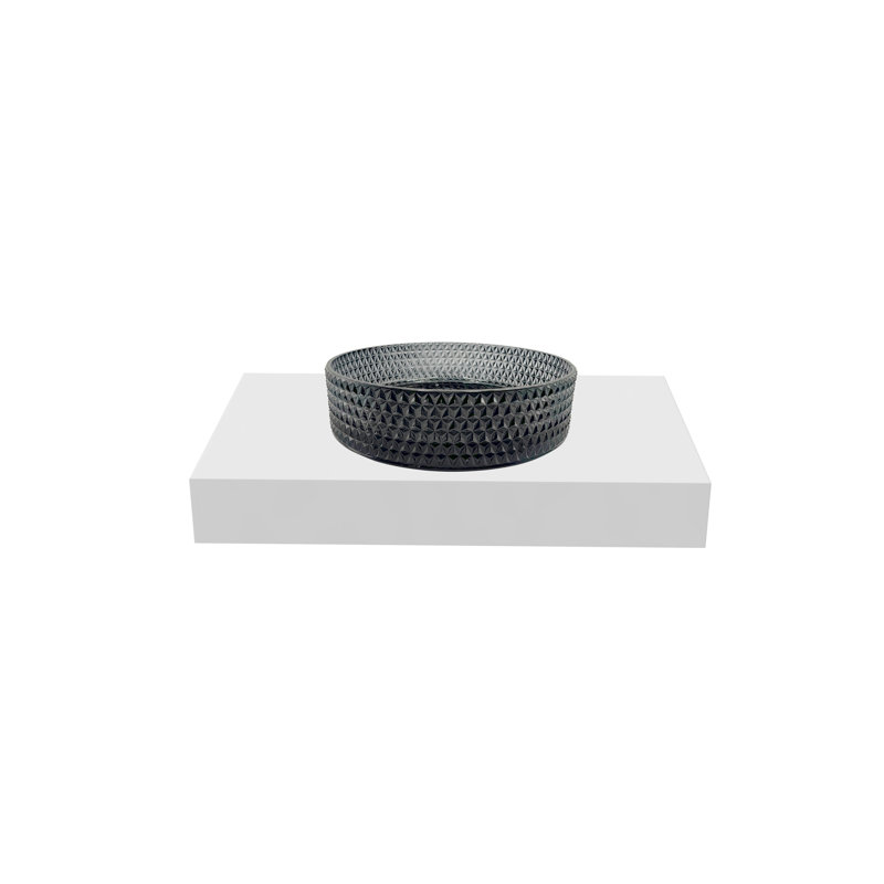 Scotch 16" Round Decorative Light Black Vessel Sinks With 36" White Base, Black