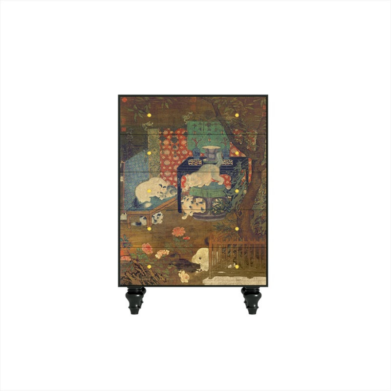 Commode d'appoint avec cinq tiroirs Retro, Noir, noir, noir, noir
