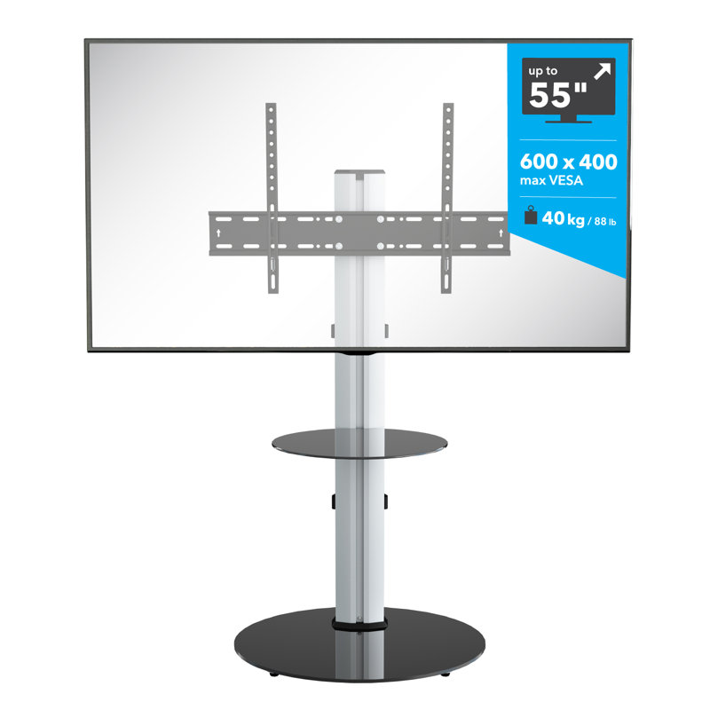 Chazen Unfinished TV Stand for TVs up to 55", Silver/Black