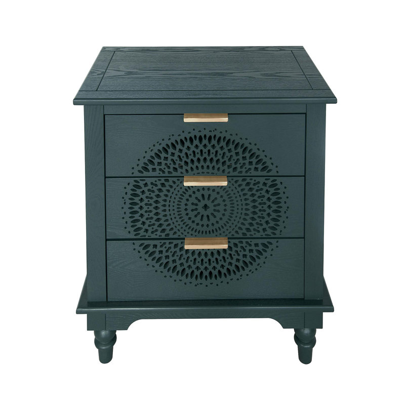 Commode à 3 tiroirs creux avec poignées en métal pour le salon et la chambre à coucher