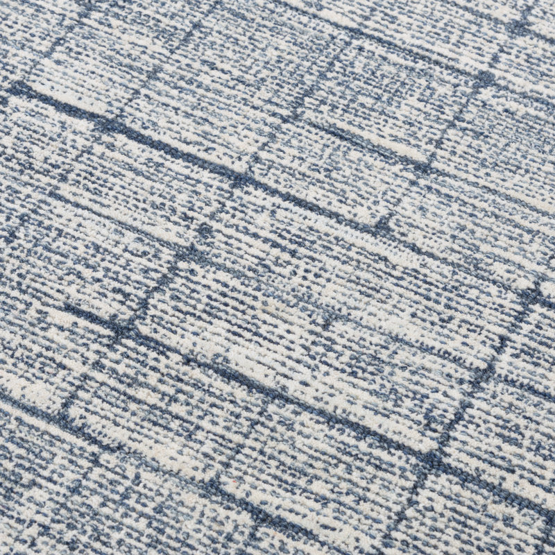 Tapis bleu en laine touffeté à la main Kadejah, Rectangle 7 pi 9 po x 9 pi 9 po